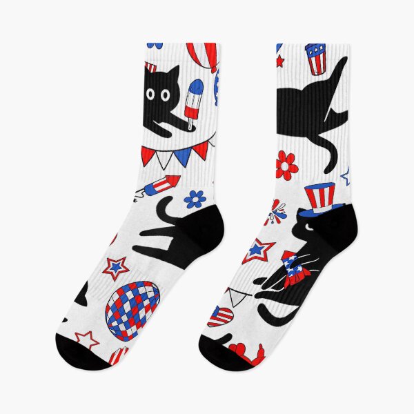 Item preview, Cute Black Cat USA Flag Firework Patriotic 4th of July designed and sold by SylviaYLaughlin.