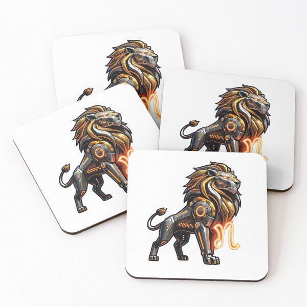Item preview, Cyber Mechanical Leo Lion Zodiac Futuristic Gold Art designed and sold by Zodiac Celestial Art.
