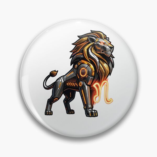 Item preview, Cyber Mechanical Leo Lion Zodiac Futuristic Gold Art designed and sold by Zodiac Celestial Art.