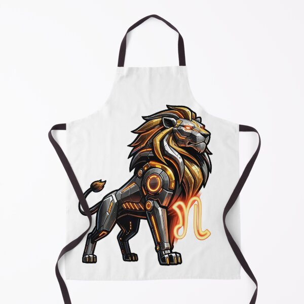 Item preview, Cyber Mechanical Leo Lion Zodiac Futuristic Gold Art designed and sold by Zodiac Celestial Art.