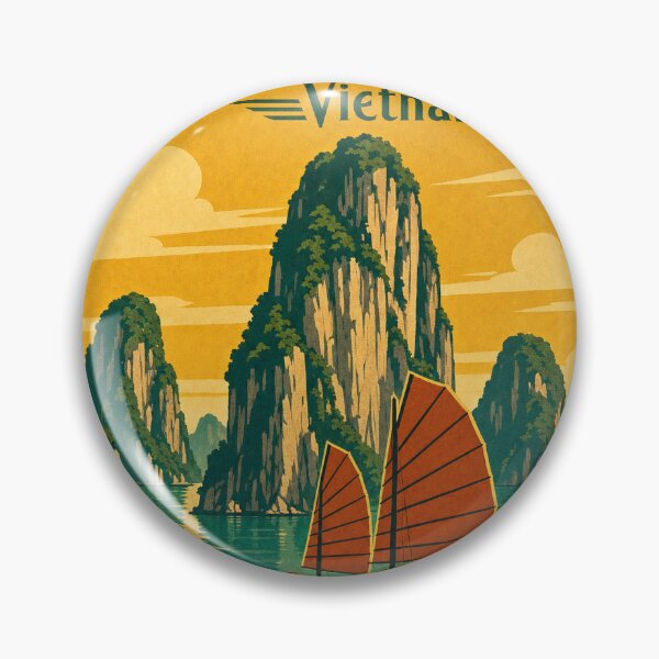 Item preview, Ha Long Bay Vietnam Travel Souvenir Retro Illustration designed and sold by VisualArtsOasis.