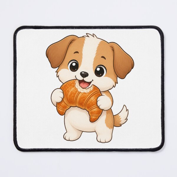 Item preview, Cute Puppy Eating Croissant French Bakery Cartoon Dog designed and sold by Seculinator.