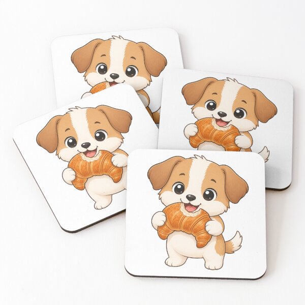 Item preview, Cute Puppy Eating Croissant French Bakery Cartoon Dog designed and sold by Seculinator.