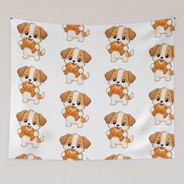 Item preview, Cute Puppy Eating Croissant French Bakery Cartoon Dog designed and sold by Seculinator.