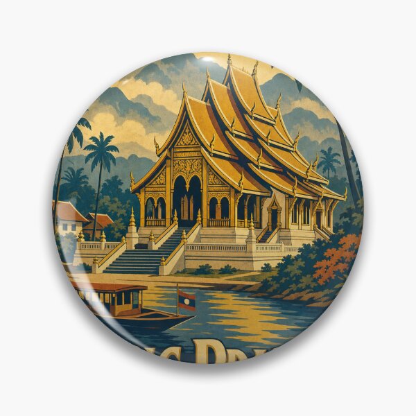 Item preview, Luang Prabang Laos Travel Souvenir Retro Illustration designed and sold by VisualArtsOasis.