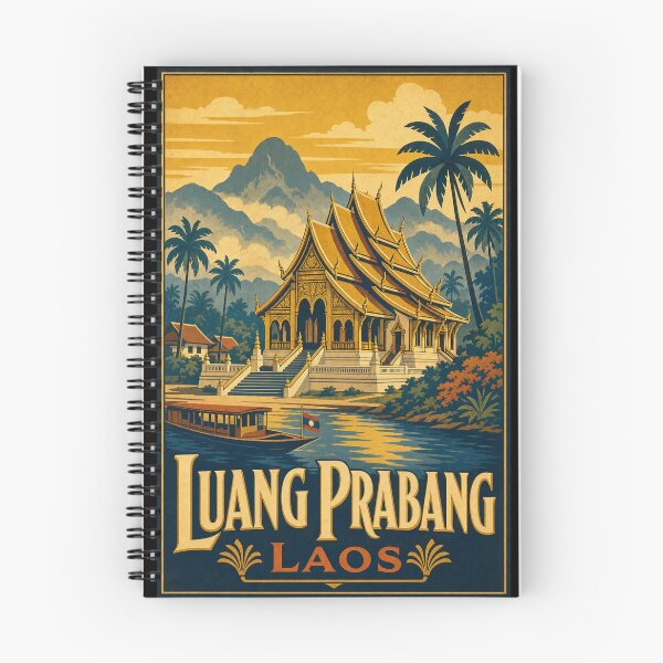Item preview, Luang Prabang Laos Travel Souvenir Retro Illustration designed and sold by VisualArtsOasis.