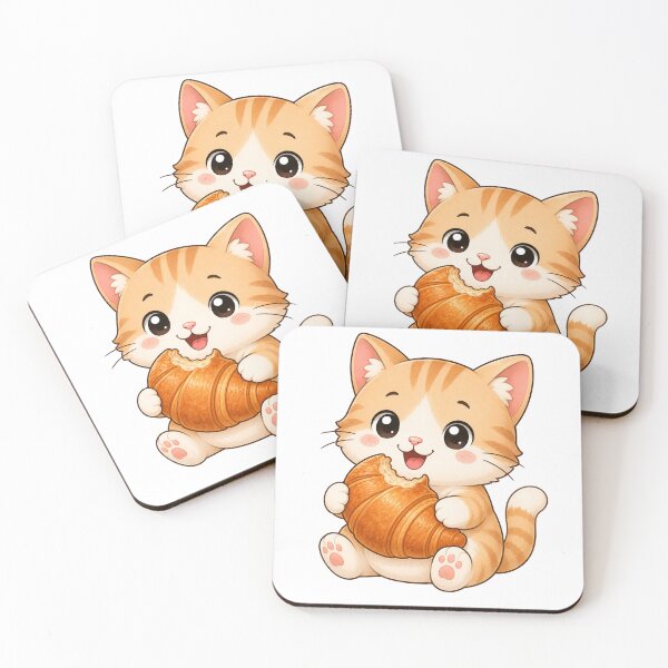 Item preview, Cute Cat Eating Croissant French Bakery Cartoon Kitten designed and sold by Seculinator.