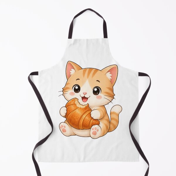 Item preview, Cute Cat Eating Croissant French Bakery Cartoon Kitten designed and sold by Seculinator.