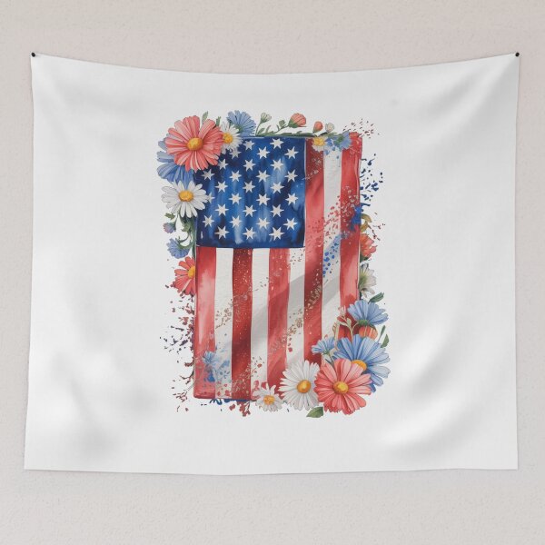 Item preview, Flower Brushstroke US Flag 4th Of July Patriotic Graphic designed and sold by SapfireStuArt.