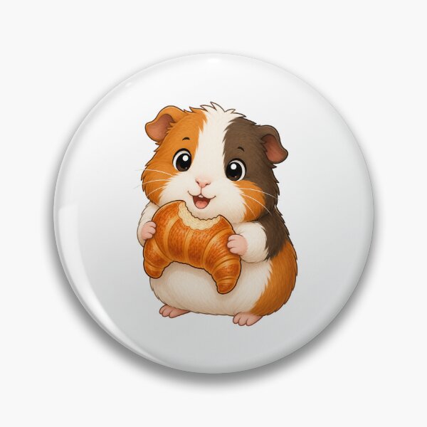Item preview, Cute Guinea Pig Eating Croissant French Bakery Cartoon Cavy designed and sold by Seculinator.