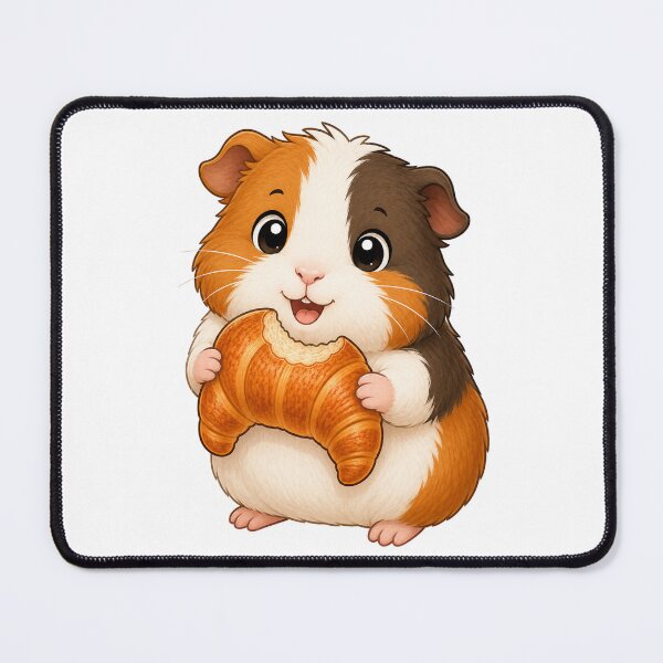 Item preview, Cute Guinea Pig Eating Croissant French Bakery Cartoon Cavy designed and sold by Seculinator.