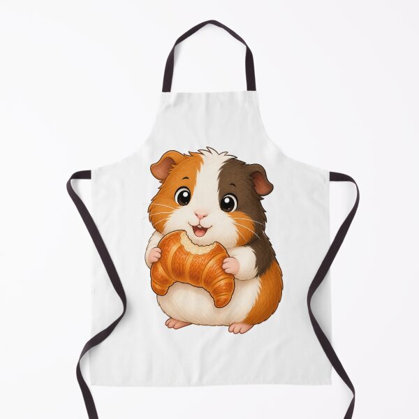 Item preview, Cute Guinea Pig Eating Croissant French Bakery Cartoon Cavy designed and sold by Seculinator.