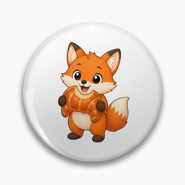 Item preview, Cute Fox Eating Croissant French Bakery Cartoon Illustration designed and sold by Seculinator.