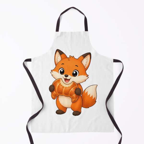 Item preview, Cute Fox Eating Croissant French Bakery Cartoon Illustration designed and sold by Seculinator.
