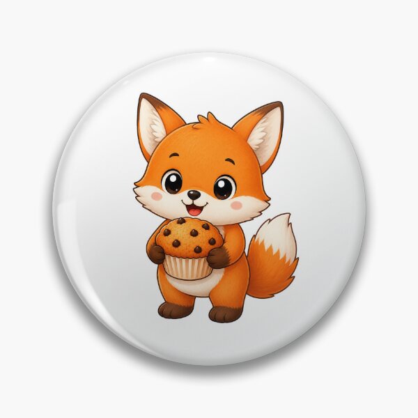 Item preview, Cute Fox Eating Chocolate Chip Muffin Bakery Illustration designed and sold by Seculinator.