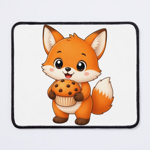Item preview, Cute Fox Eating Chocolate Chip Muffin Bakery Illustration designed and sold by Seculinator.