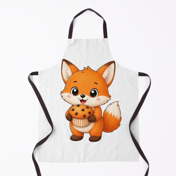Item preview, Cute Fox Eating Chocolate Chip Muffin Bakery Illustration designed and sold by Seculinator.