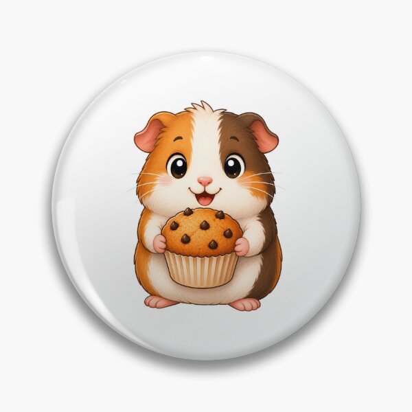 Item preview, Cute Guinea Pig Eating Chocolate Chip Muffin Illustration designed and sold by Seculinator.