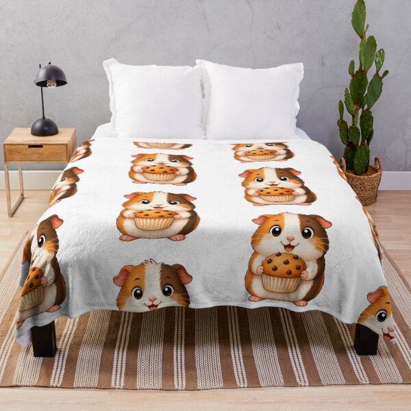 Item preview, Cute Guinea Pig Eating Chocolate Chip Muffin Illustration designed and sold by Seculinator.