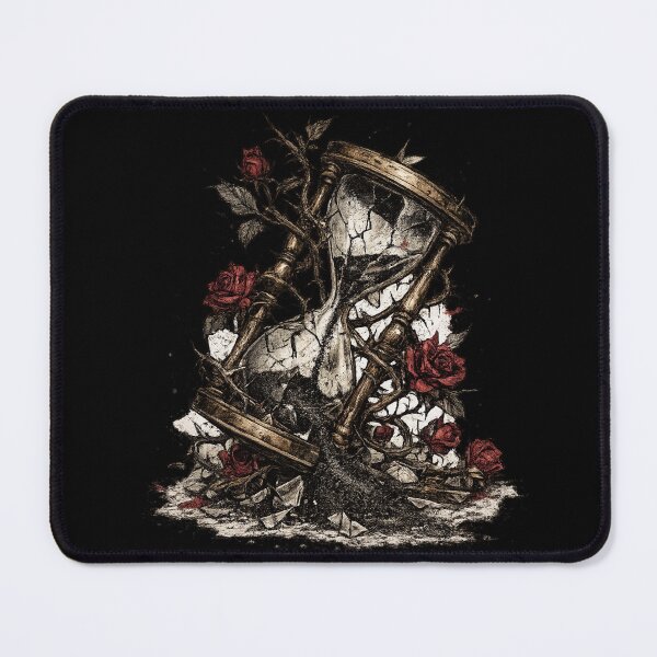 Item preview, Broken Hourglass Roses Dark Gothic Time Tattoo Style Design designed and sold by irfanshikh.