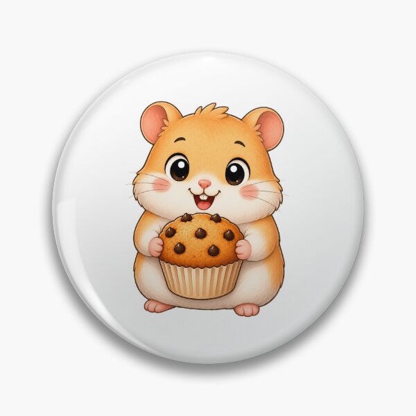 Item preview, Cute Hamster Eating Chocolate Chip Muffin Bakery Illustration designed and sold by Seculinator.