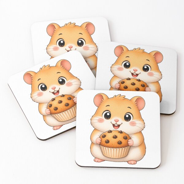 Item preview, Cute Hamster Eating Chocolate Chip Muffin Bakery Illustration designed and sold by Seculinator.