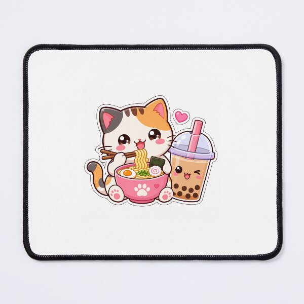Item preview, Cute Kawaii Cat Drinking Boba Tea designed and sold by Monesh-Studio.