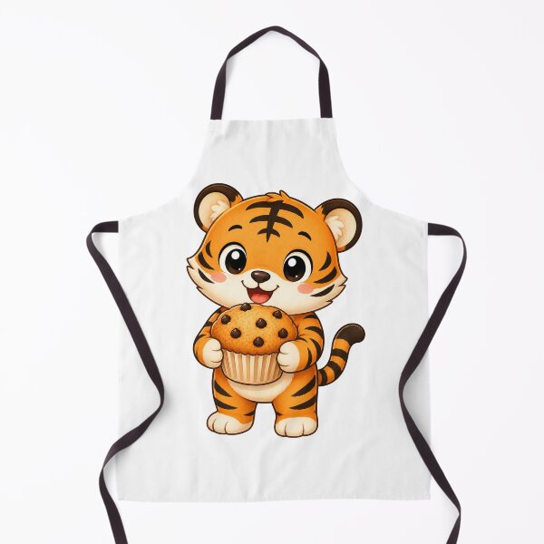 Item preview, Cute Tiger Eating Chocolate Chip Muffin Bakery Illustration designed and sold by Seculinator.