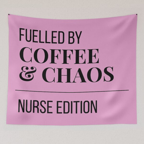 Item preview, Fuelled by Coffee and Chaos Nurse Edition — Funny Nurse Gift Sticker designed and sold by leoshe.