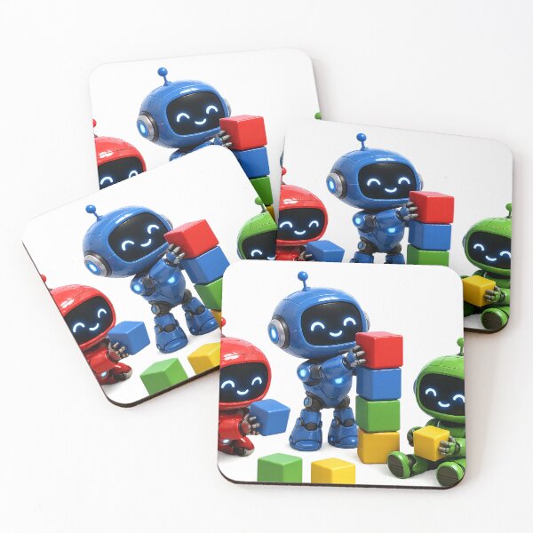 Item preview, Mini Robots Playing | Cute Futuristic Robot Graphic Design designed and sold by VasiArtLab.