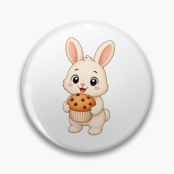 Item preview, Cute Bunny Eating Chocolate Chip Muffin Bakery Illustration designed and sold by Seculinator.