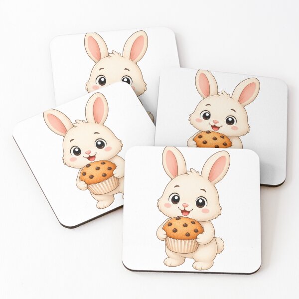 Item preview, Cute Bunny Eating Chocolate Chip Muffin Bakery Illustration designed and sold by Seculinator.