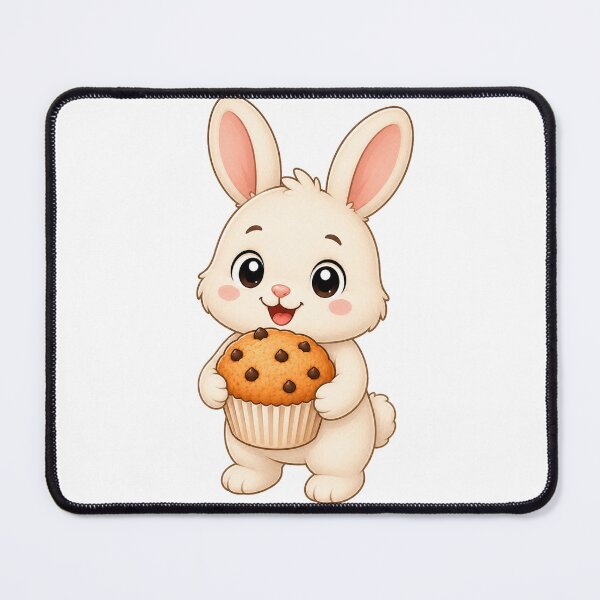 Item preview, Cute Bunny Eating Chocolate Chip Muffin Bakery Illustration designed and sold by Seculinator.