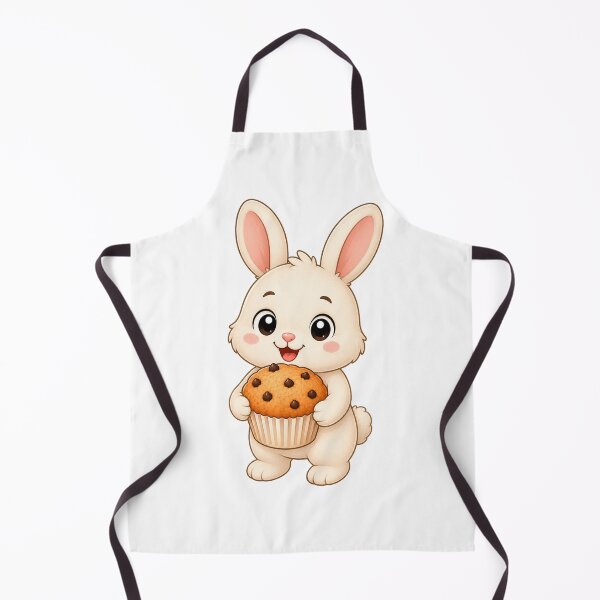 Item preview, Cute Bunny Eating Chocolate Chip Muffin Bakery Illustration designed and sold by Seculinator.