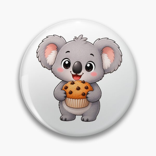 Item preview, Cute Koala Eating Chocolate Chip Muffin Bakery Illustration designed and sold by Seculinator.