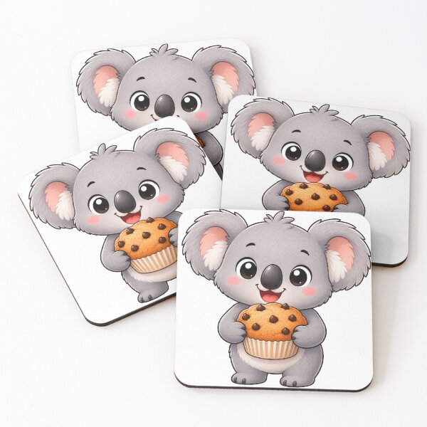 Item preview, Cute Koala Eating Chocolate Chip Muffin Bakery Illustration designed and sold by Seculinator.