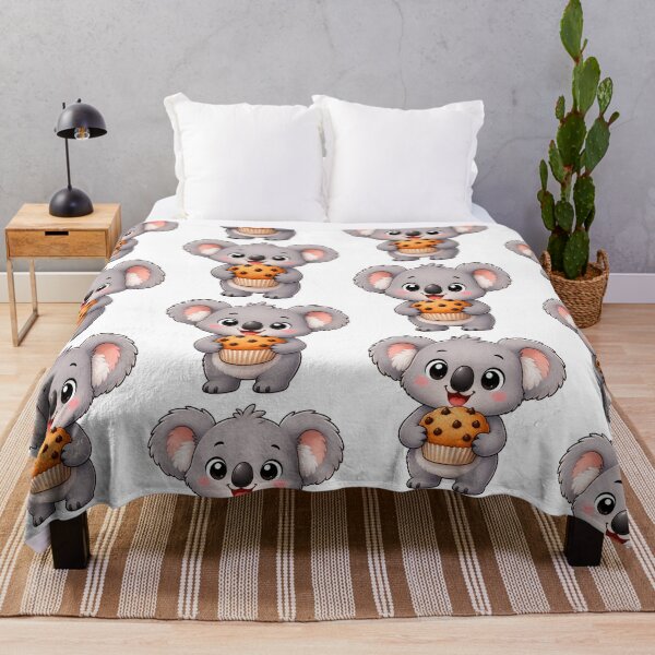 Item preview, Cute Koala Eating Chocolate Chip Muffin Bakery Illustration designed and sold by Seculinator.
