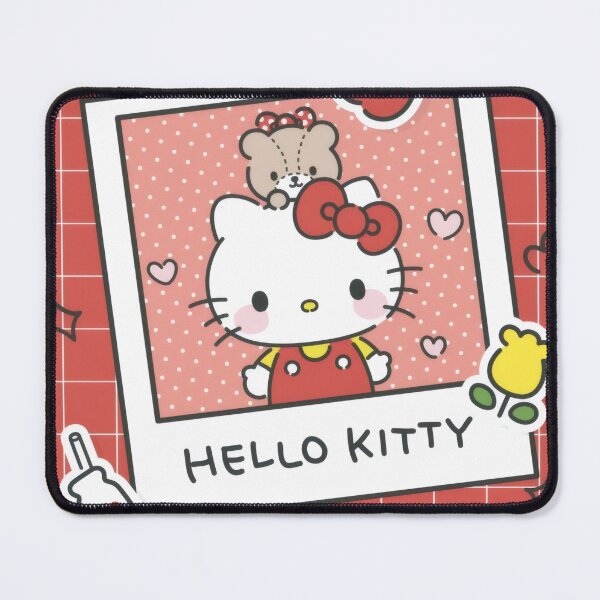 Item preview, Cute Nostalgic White Kitten and Bear - Kawaii Retro Red Grid Polaroid Sticker designed and sold by William Cano.