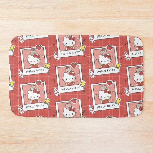 Item preview, Cute Nostalgic White Kitten and Bear - Kawaii Retro Red Grid Polaroid Sticker designed and sold by Billy Morfo™.