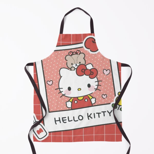 Item preview, Cute Nostalgic White Kitten and Bear - Kawaii Retro Red Grid Polaroid Sticker designed and sold by William Cano.