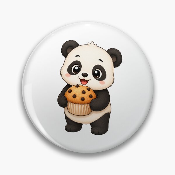 Item preview, Cute Panda Eating Chocolate Chip Muffin Bakery Illustration designed and sold by Seculinator.