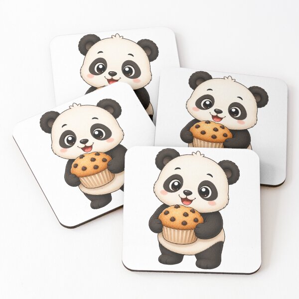 Item preview, Cute Panda Eating Chocolate Chip Muffin Bakery Illustration designed and sold by Seculinator.