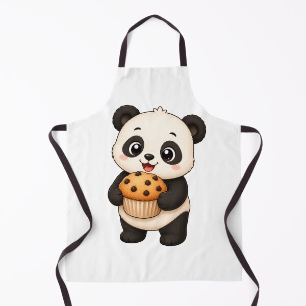 Item preview, Cute Panda Eating Chocolate Chip Muffin Bakery Illustration designed and sold by Seculinator.
