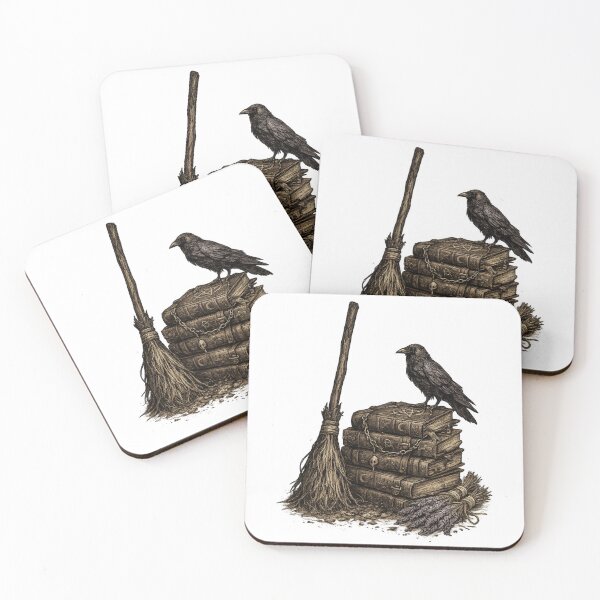 Item preview, Witchy Spell Books Raven Broom Occult Aesthetic Design designed and sold by irfanshikh.