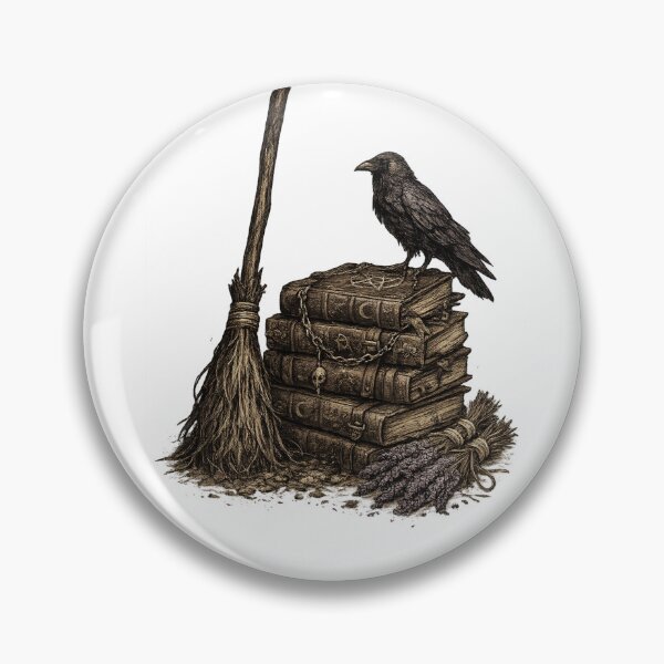 Item preview, Witchy Spell Books Raven Broom Occult Aesthetic Design designed and sold by irfanshikh.