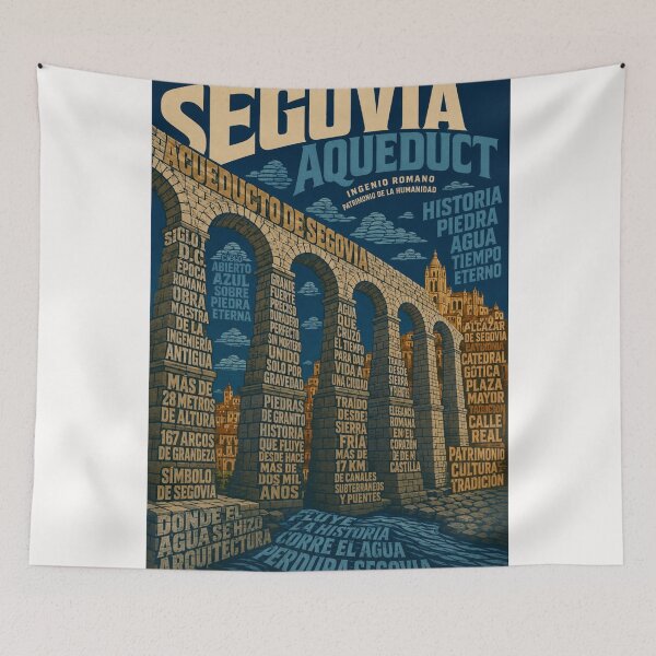 Item preview, Segovia Aqueduct Spain Roman Engineering and Castilian Heritage Landmark designed and sold by Places On Earth.