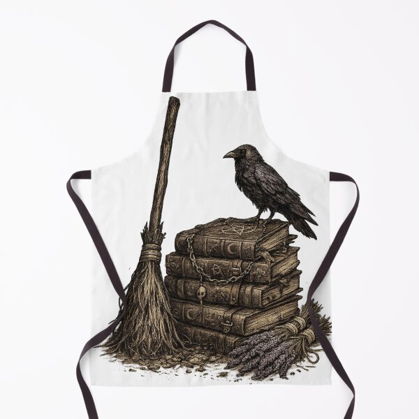 Item preview, Witchy Spell Books Raven Broom Occult Aesthetic Design designed and sold by irfanshikh.