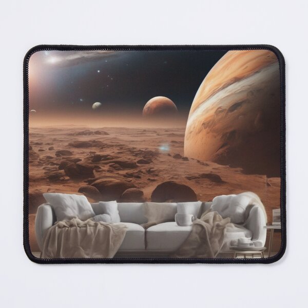 Item preview, Surreal Sci-Fi Living Room on Mars Cosmic Landscape Art designed and sold by UmSkelig834.