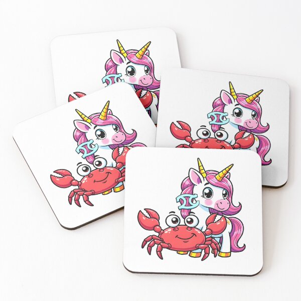 Item preview, Cute Cancer Zodiac Unicorn Crab Kawaii Magical Art designed and sold by Zodiac Celestial Art.