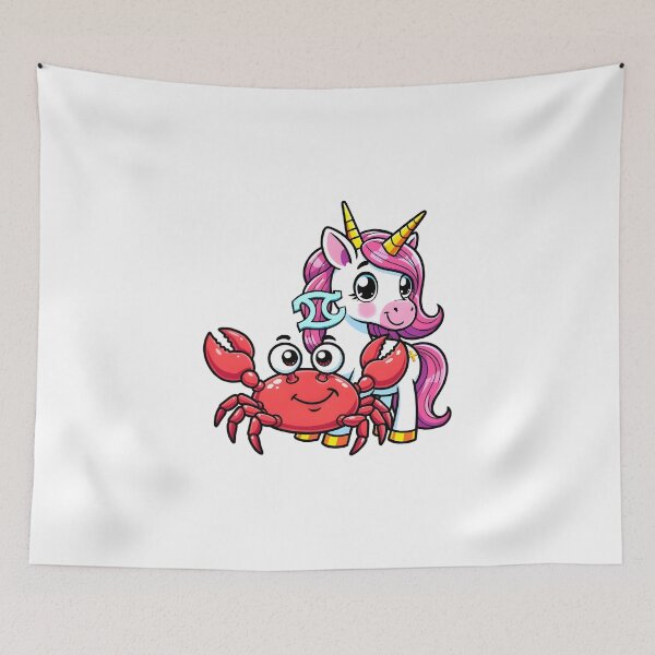 Item preview, Cute Cancer Zodiac Unicorn Crab Kawaii Magical Art designed and sold by Zodiac Celestial Art.